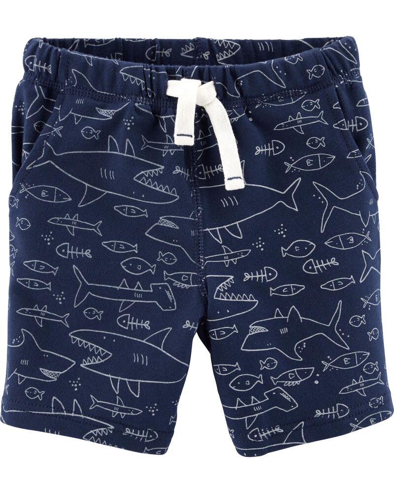 New Carter/'s Boy Shark Pull-On French Terry Shorts navy blue 3T,4T,5T,10//12,14